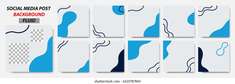 Set collection of square banner layout in blue and line pattern background - abstract, minimal, modern template design for social media post, stories, story, flyer, brochure, etc.
