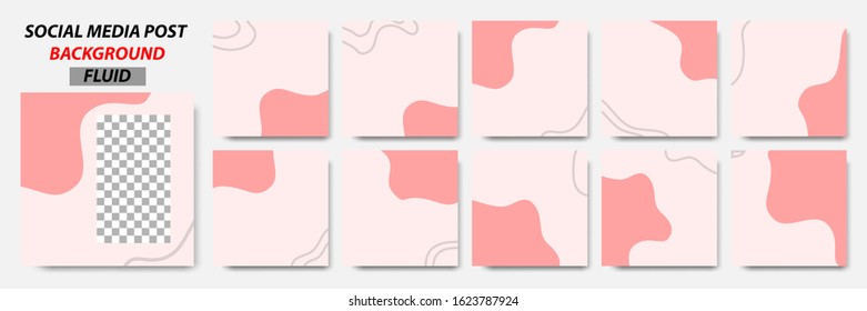 Set collection of square banner layout in pink, peach and line pattern background - abstract, minimal, modern template design for social media post, stories, story, flyer, brochure, etc.