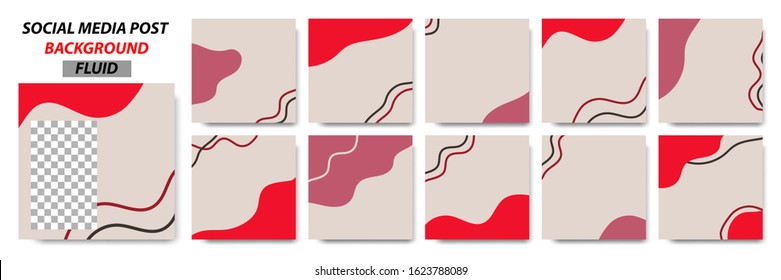 Set collection of square banner layout in red and line pattern background - abstract, minimal, modern template design for social media post, stories, story, flyer, brochure, etc.