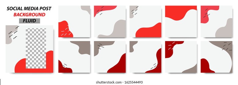 Set collection of square banner layout in red, grey color and memphis pattern background - abstract, minimal, modern template design for social media post, stories, story, flyer, brochure, etc.