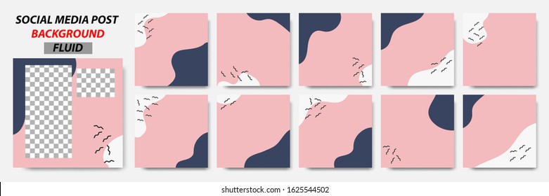 Set collection of square banner layout in black, peach color and memphis pattern background - abstract, minimal, modern template design for social media post, stories, story, flyer, brochure, etc.