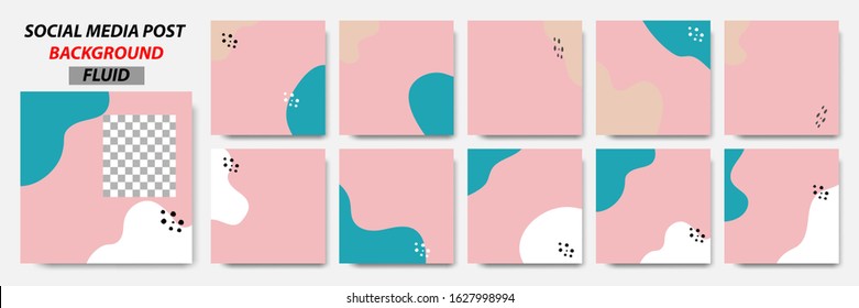 Set collection of square banner layout in pink, green color and memphis pattern background - abstract, minimal, modern template design for social media post, stories, story, flyer, brochure, etc.