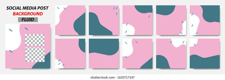 Set collection of square banner layout in pink green white color and memphis pattern background - abstract, minimal, modern template design for social media post, stories, story, flyer, brochure, etc.