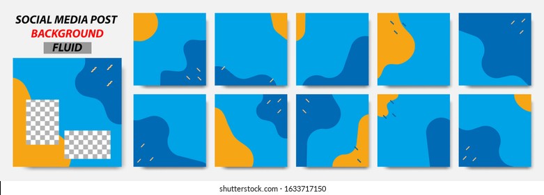 Set collection of square banner layout in blue, yellow color and memphis pattern background - abstract, minimal, modern template design for social media post, stories, story, flyer, brochure, etc.