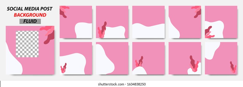Set collection of square banner layout in pink, white and leaves floral pattern background - abstract, minimal, modern template design for social media post, stories, story, flyer, brochure, etc.