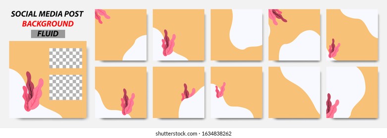 Set collection of square banner layout in yellow, pink and leaves floral pattern background - abstract, minimal, modern template design for social media post, stories, story, flyer, brochure, etc.