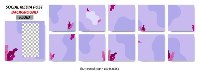 Set collection of square banner layout in pink, purple and leaves floral pattern background - abstract, minimal, modern template design for social media post, stories, story, flyer, brochure, etc.