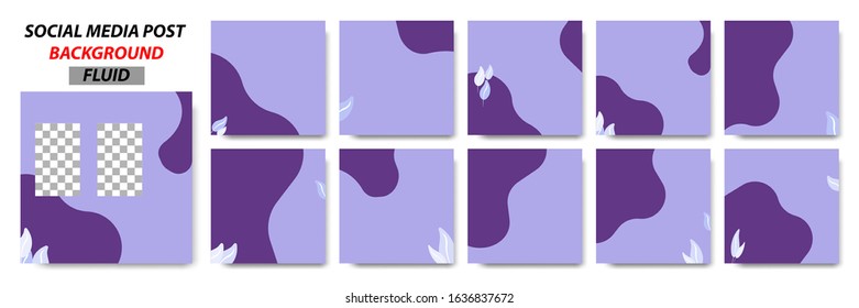 Set collection of square banner layout in purple color and leaves floral pattern background - abstract, minimal, modern template design for social media post, stories, story, flyer, brochure, etc.