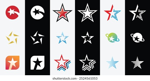 Conjunto de coleção de Star Logo Design isolado no fundo branco