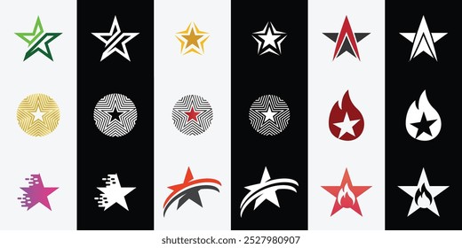 Set collection of Star Logo Design isolated on white background