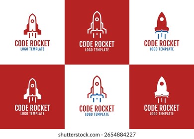 Set collection of startup code rocket logo design vector illustration