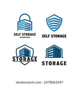 conjunto de concepto de diseño de logotipo de garaje de almacenamiento de colección idea con escudo