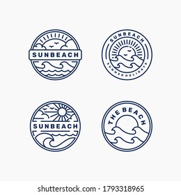 Set collection of summer holiday sunbeach badge logo