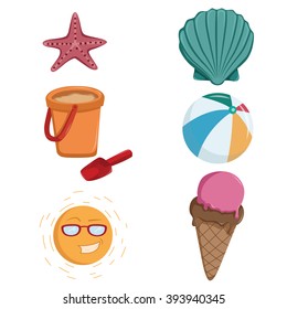 Set or Collection of Summer Icons With Color