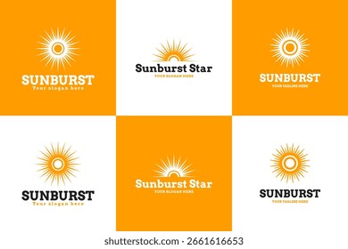 Definir coleção de ideia de ilustração vetorial de design de logotipo de estrela de explosão solar