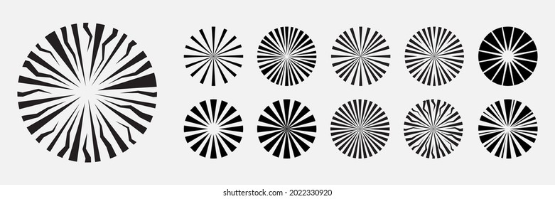 Set collection of sunburst, starburst, sunrays effect for background. Vector illustration