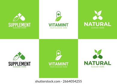 Set colección suplemento logo diseño Plantilla idea de Ilustración vectorial