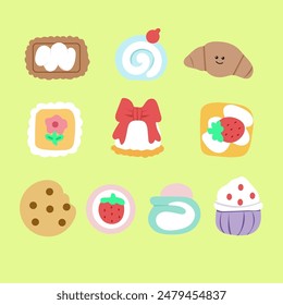 set of collection sweet food cute food, cute doodle, cute sticker vector