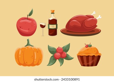Set Collection of Thanksgiving Element Design