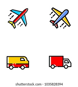 Set collection transportation icon logo