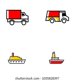 Set collection transportation icon logo