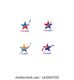 Set of collection travel logo with air plane concept design vector