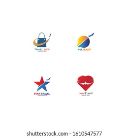 Set of collection travel logo with air plane concept design vector