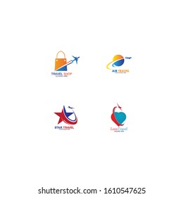 Set of collection travel logo with air plane concept design vector