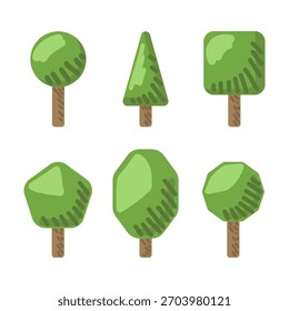 Set collection Tree for Architecture Design on white background.