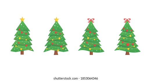 Set of collection tree christmas flat design bundle logo icon