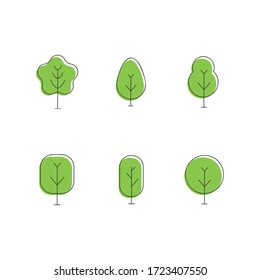 Set collection trees icons, forest, park and garden tree.