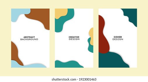 Set collection of trendy cover background. Trendy abstract colorful liquid shape for banners, placards, cover book, poster, flyer, social media story, and page layout design