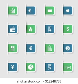 Set, a collection of unique paper stickers icons sale