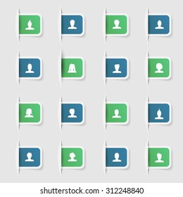 Set, a collection of unique paper stickers icon man