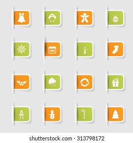 Set, a collection of unique paper stickers Icons new year