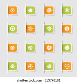 Set, a collection of unique paper stickers icons flowers
