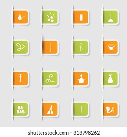 Set, a collection of unique paper stickers icons hookah