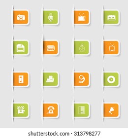 Set, a collection of unique paper stickers retro technology