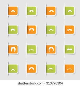 Set, a collection of unique paper stickers mustache