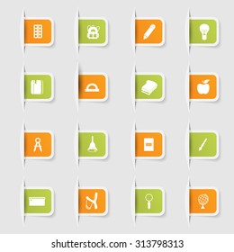 Set, a collection of unique paper stickers icon education