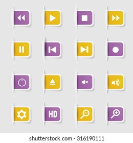 Set, a collection of unique paper stickers icon player