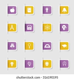 Set, a collection of unique paper stickers icon education