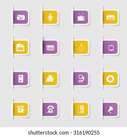 Set, a collection of unique paper stickers retro technology