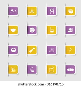 Set, a collection of unique paper stickers Japanese food
