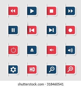 Set, a collection of unique paper stickers icon player