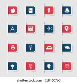 Set, a collection of unique paper stickers icon education