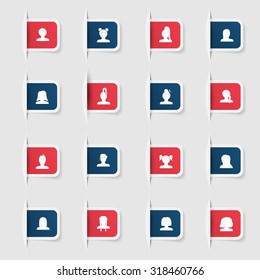 Set, a collection of unique paper stickers icon man