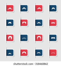 Set, a collection of unique paper stickers mustache