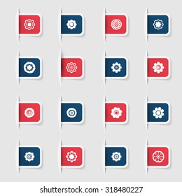 Set, a collection of unique paper stickers icons flowers