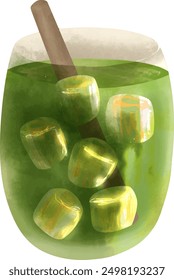 set collection of various and colorful sweet and cold iced drink and beverage, vector illustration on white